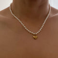 Pearl & Gold Heart Pendant