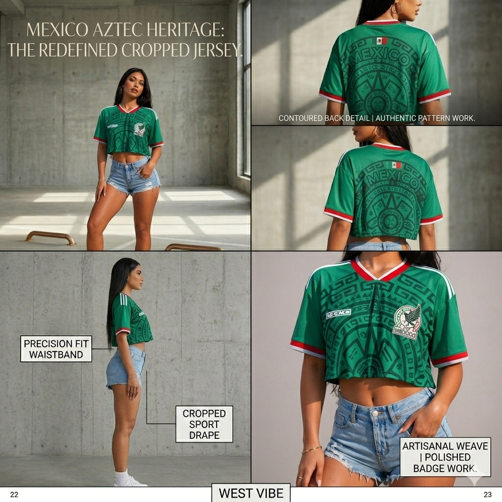 Mexico Aztec Cropped Fan Jersey – Green Edition