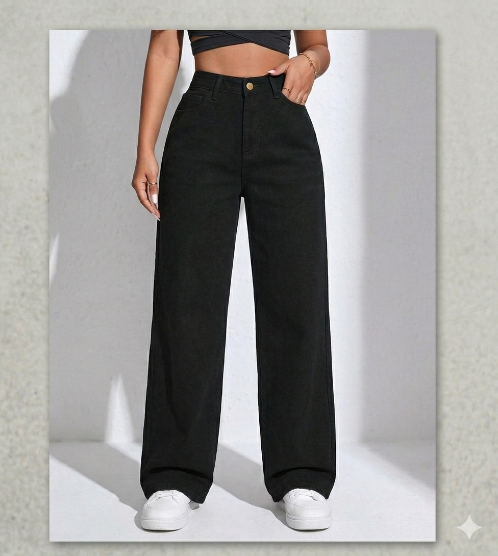 Aura Cotton High-Rise Denim – Obsidian Black