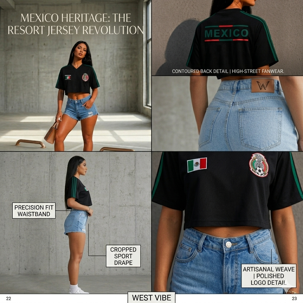 Mexico Heritage Cropped Fan Jersey – Black Edition