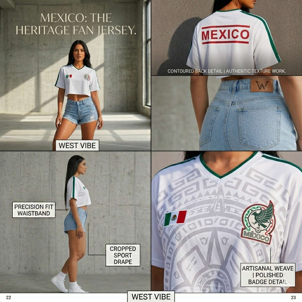Mexico Heritage Cropped Fan Jersey – White Edition