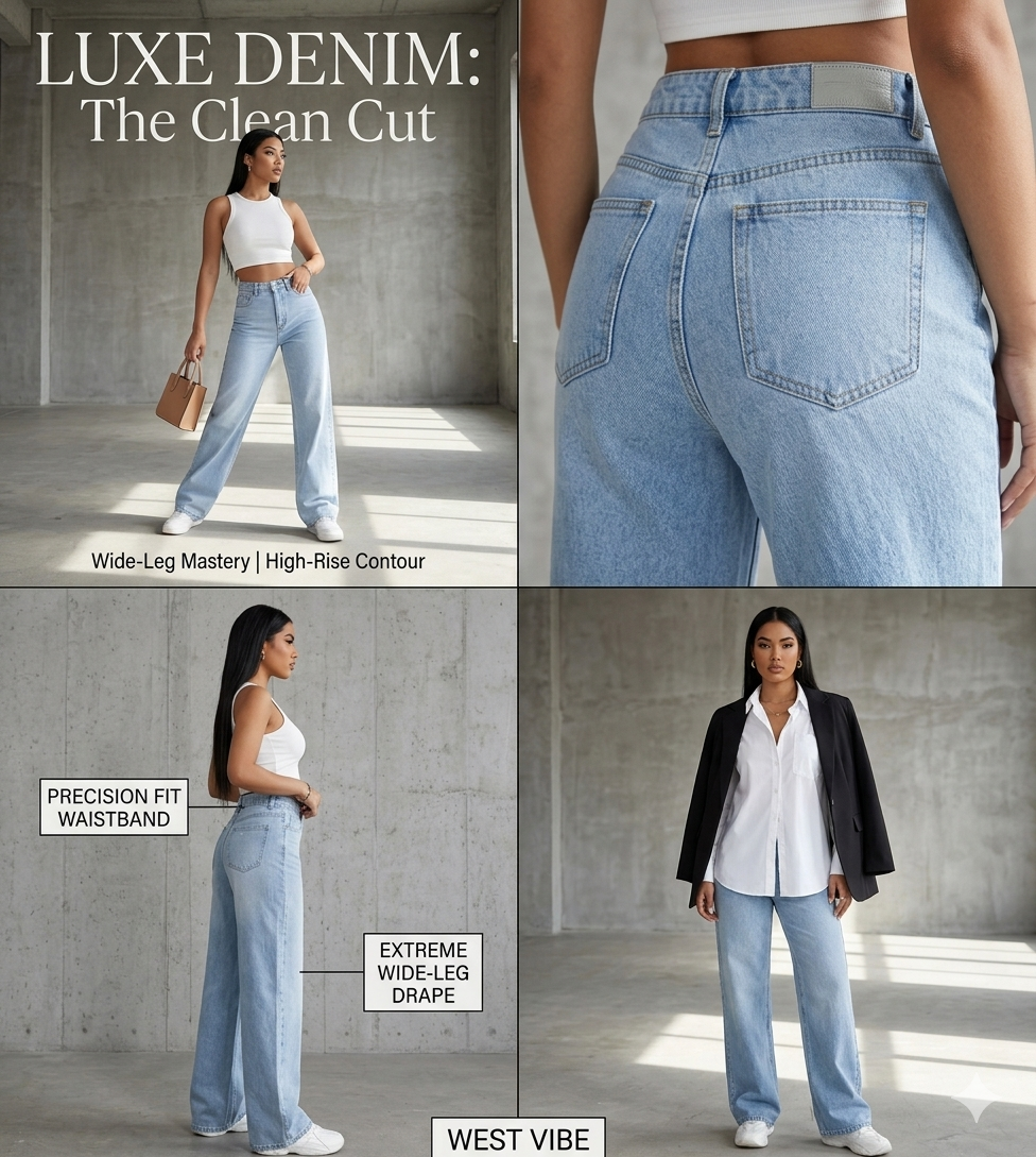 Aura High-Rise Denim Jeans – Light Blue
