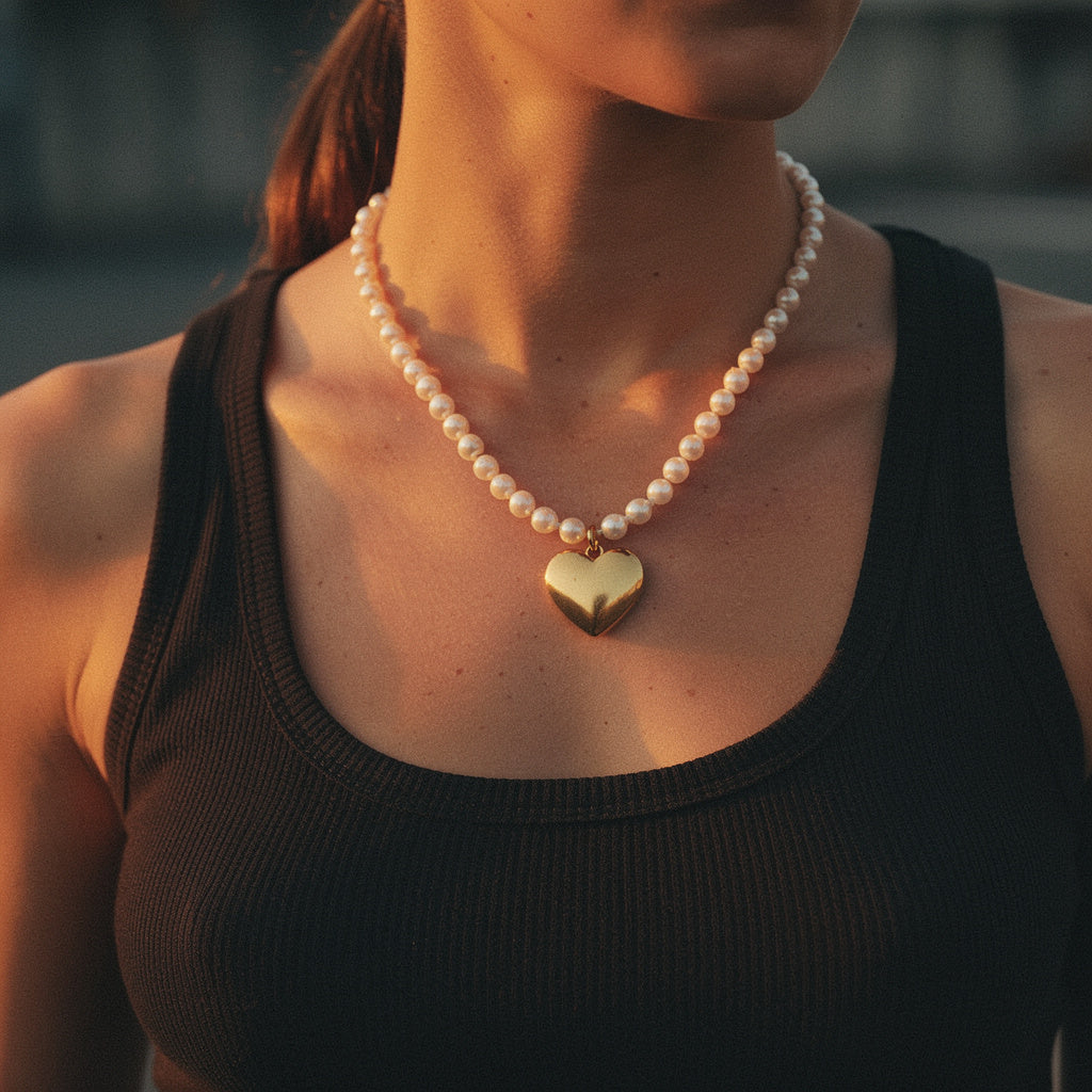 Pearl & Gold Heart Pendant