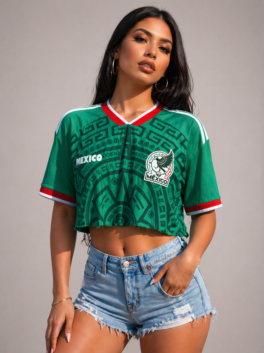 Mexico Aztec Cropped Fan Jersey – Green Edition