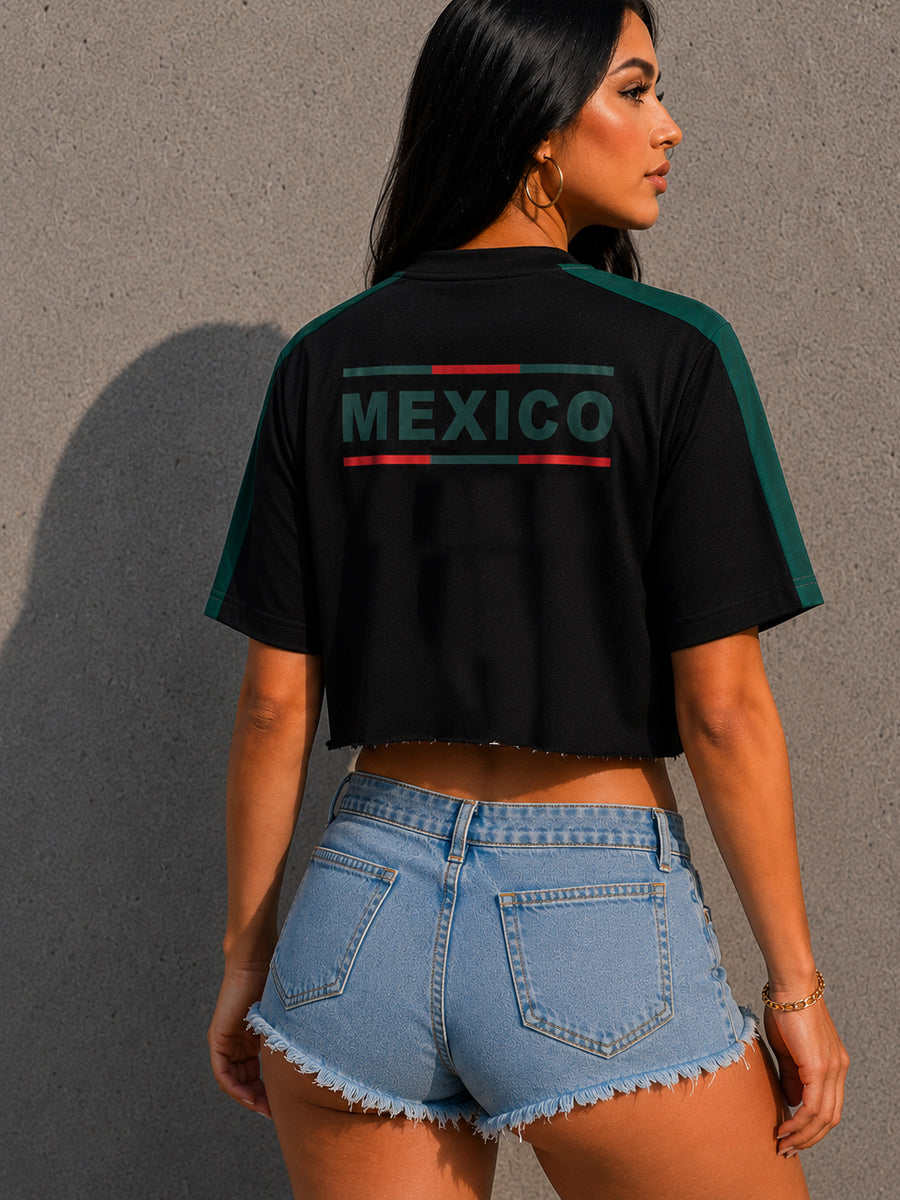 Mexico Heritage Cropped Fan Jersey – Black Edition
