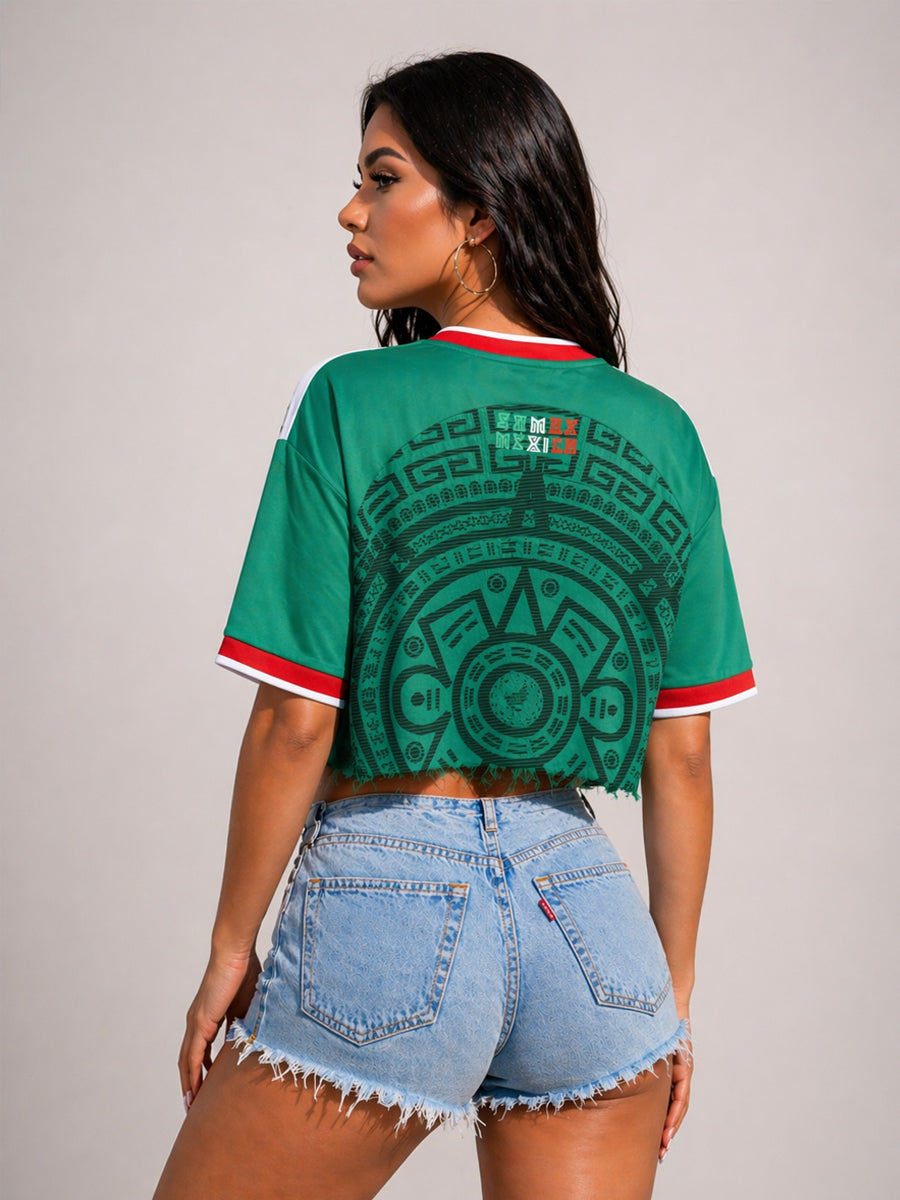 Mexico Aztec Cropped Fan Jersey – Green Edition