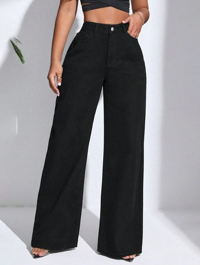 Aura Cotton High-Rise Denim – Obsidian Black