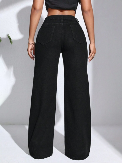 Aura Cotton High-Rise Denim – Obsidian Black