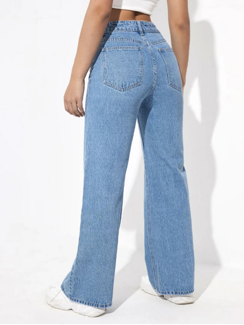 Aura High-Rise Denim Jeans – Light Blue