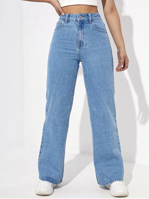 Aura High-Rise Denim Jeans – Light Blue