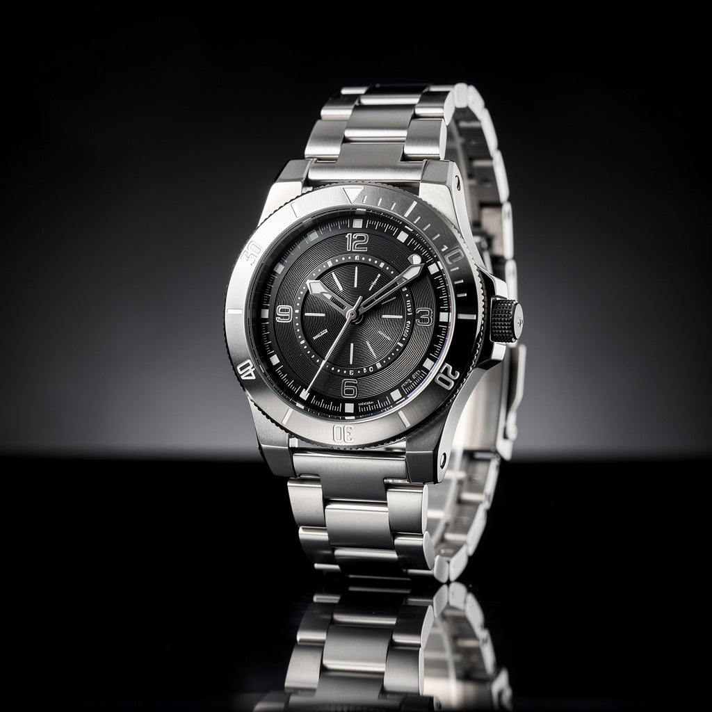 Silver Black Automatic NH35A – 42mm Steel Dive Watch