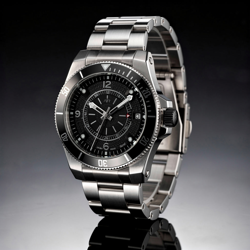 Silver Black Automatic NH35A – 42mm Steel Dive Watch