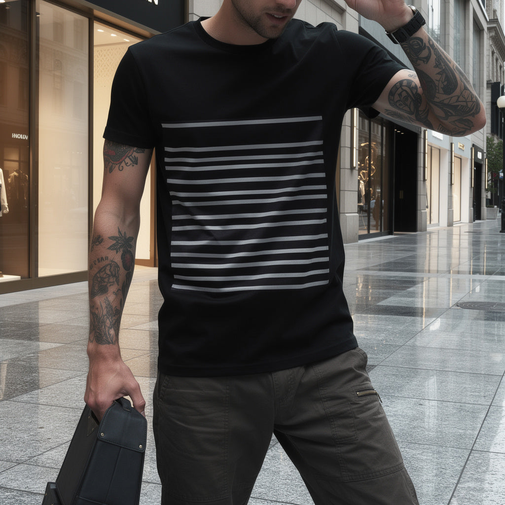 „Linearity“ Structured Grid Tee – Jet Black