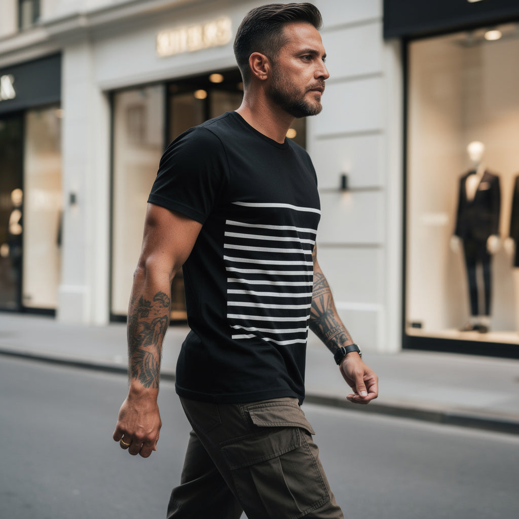 „Linearity“ Structured Grid Tee – Jet Black